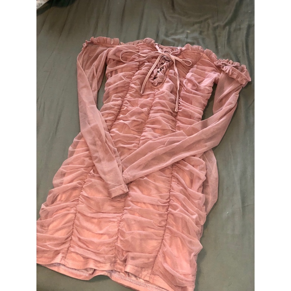 🆕 Long-sleeve Mesh Dress in Mauve